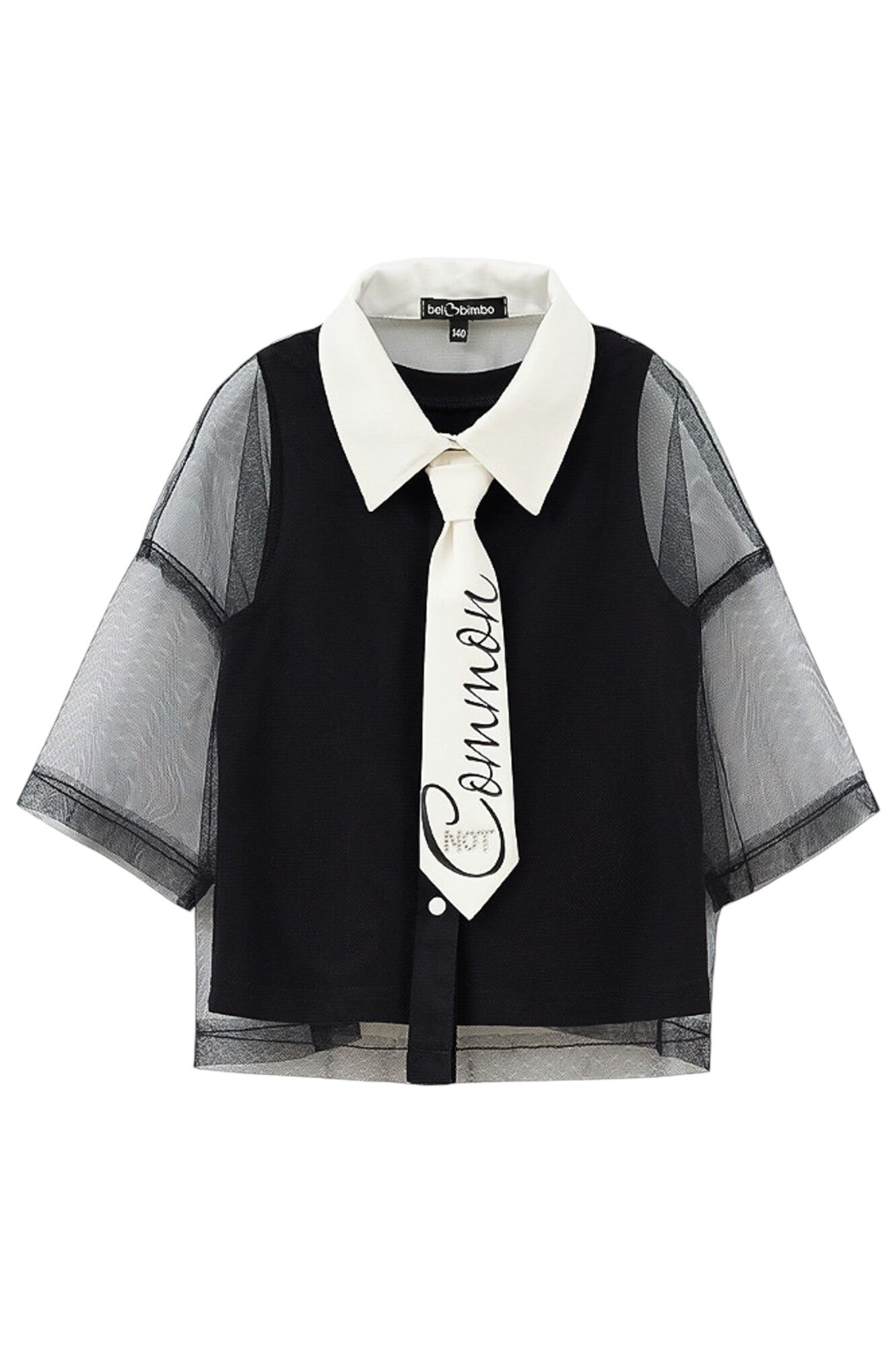 Блуза дев. АРТ.252240,чер-бел,хл-эл