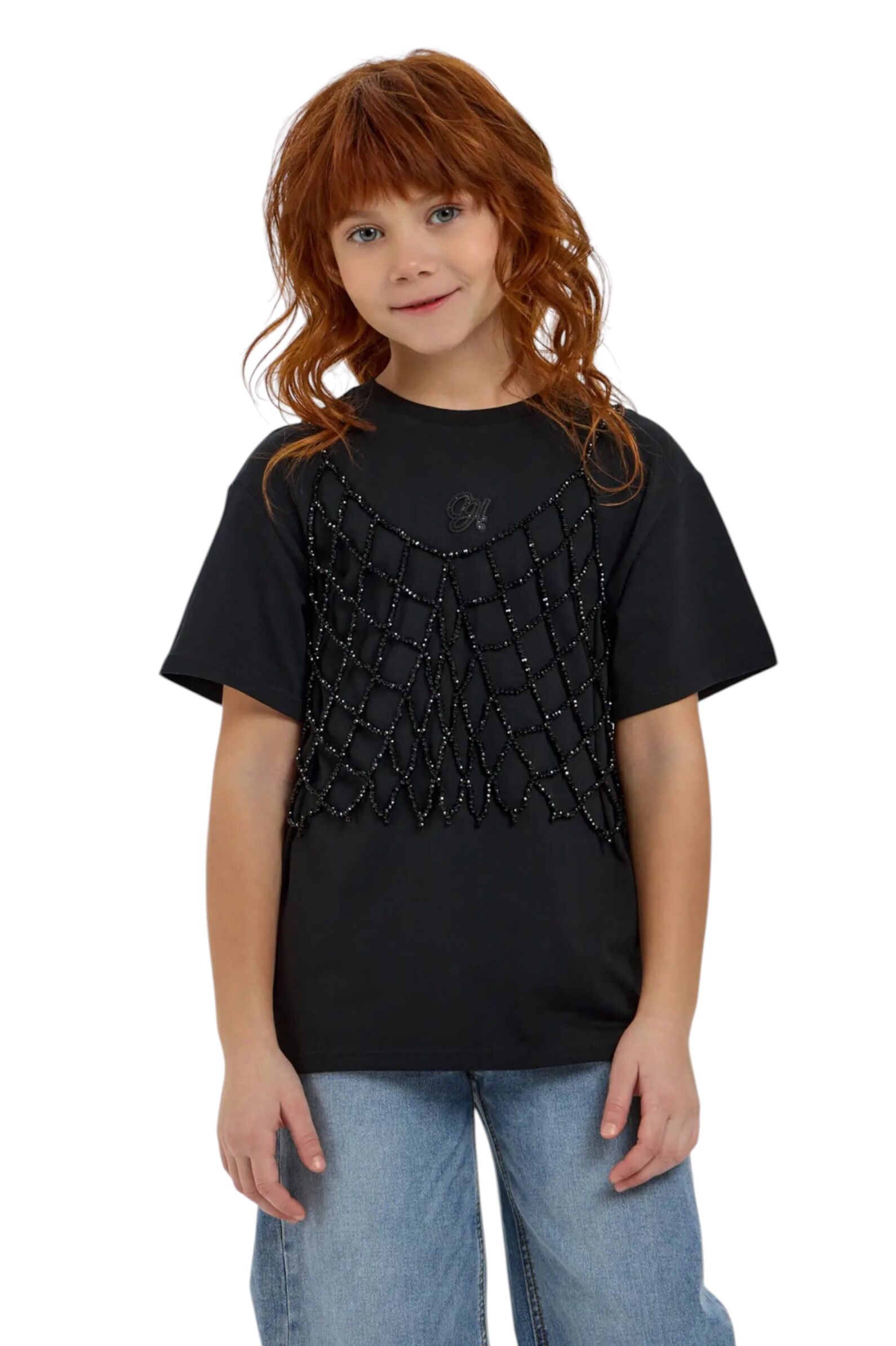 Футболка дев. АРТ.34.134,чер,хл-эл