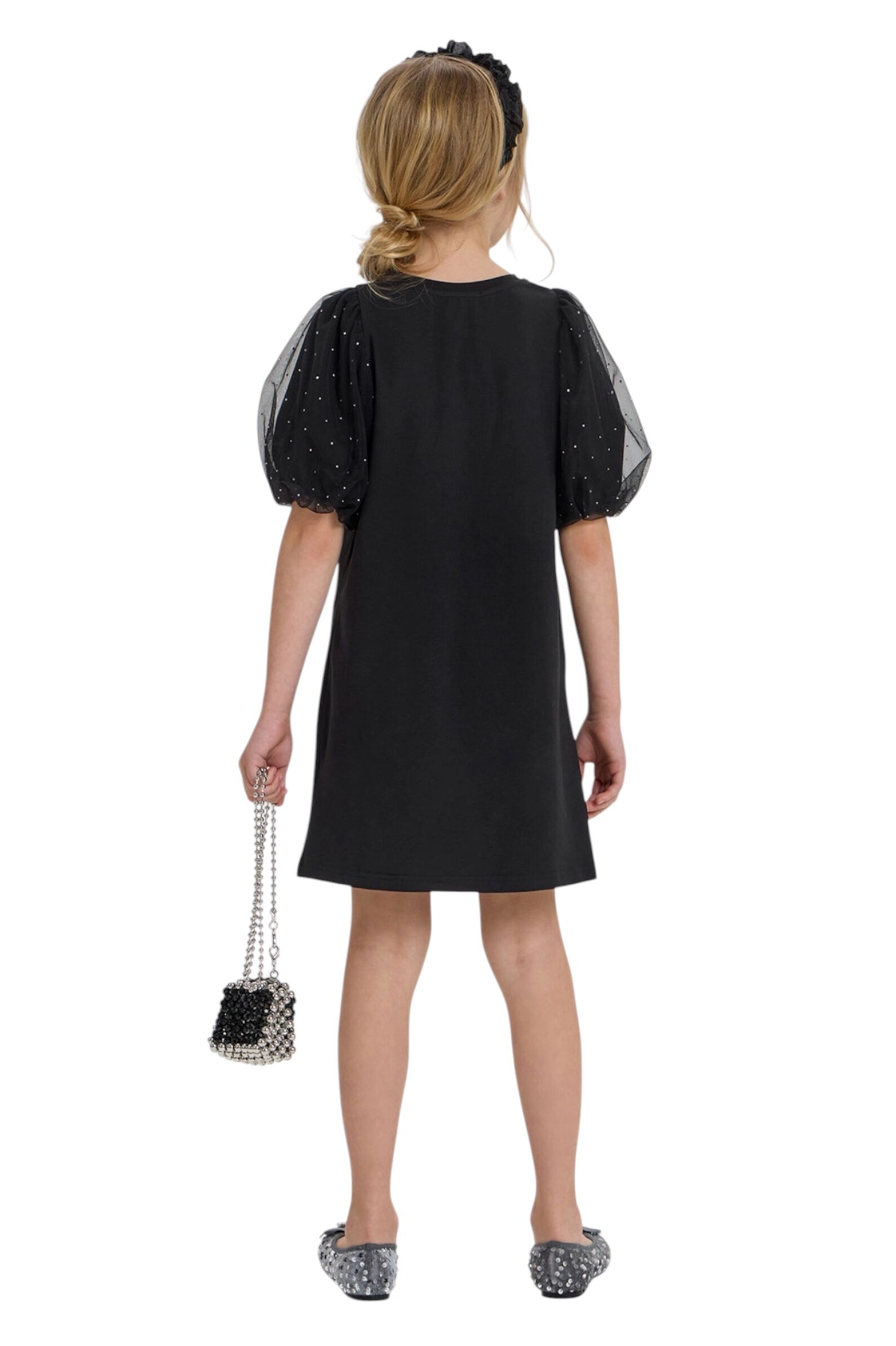 Платье дев. АРТ.47.134,чер,хл-пу