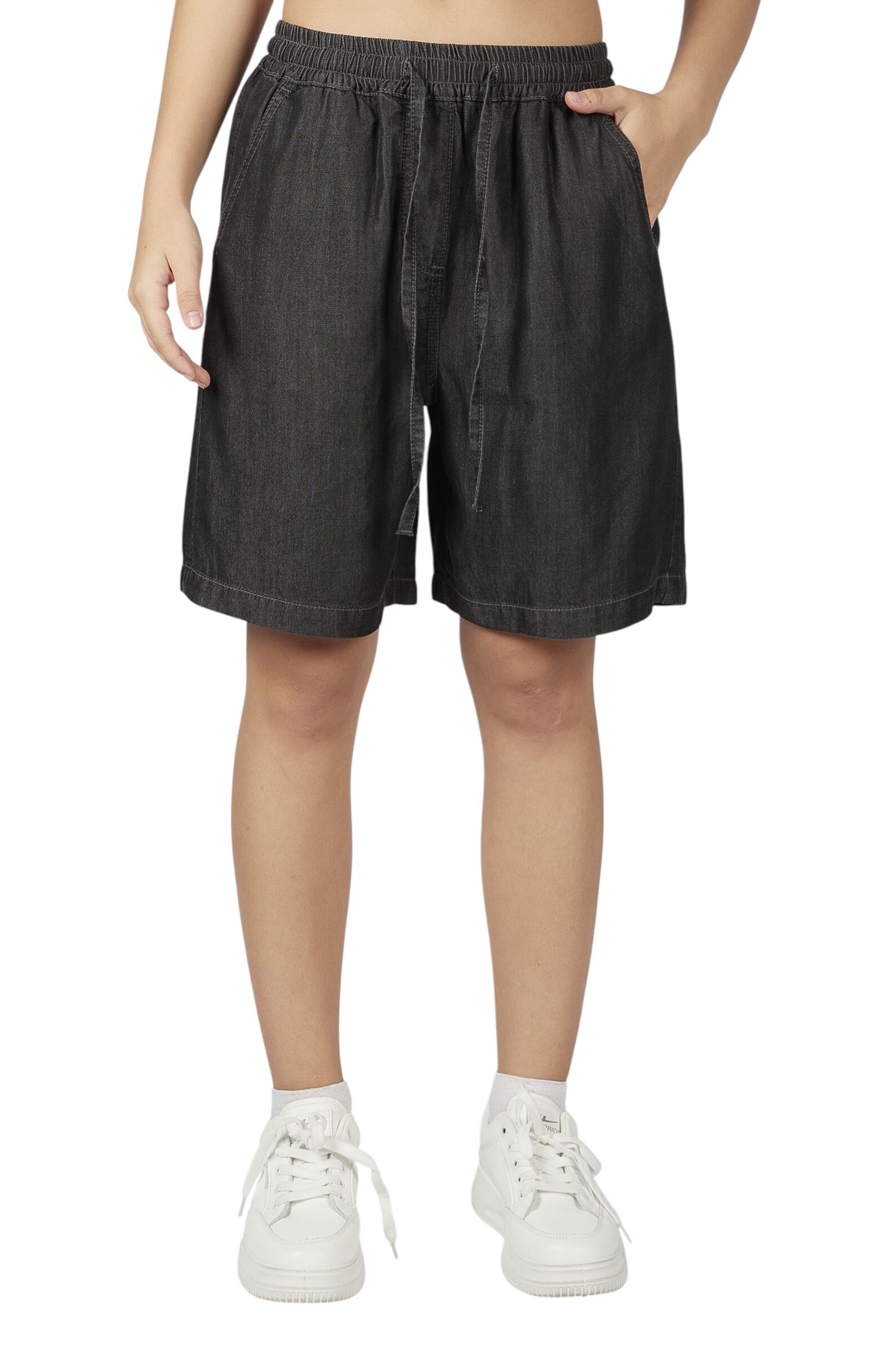 Шорты дев. АРТ.G-JN26098,чер,тенсель