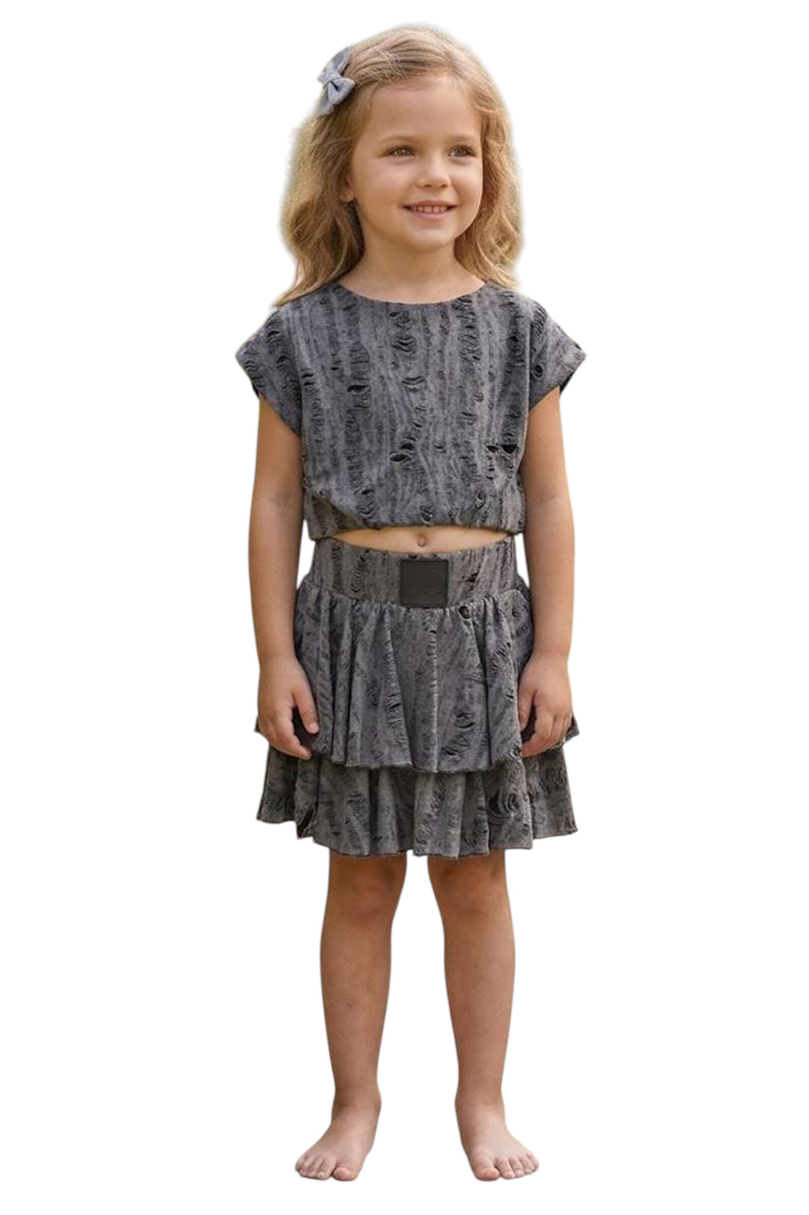 Юбка дев. АРТ.SR26D100,сер,хл-эл